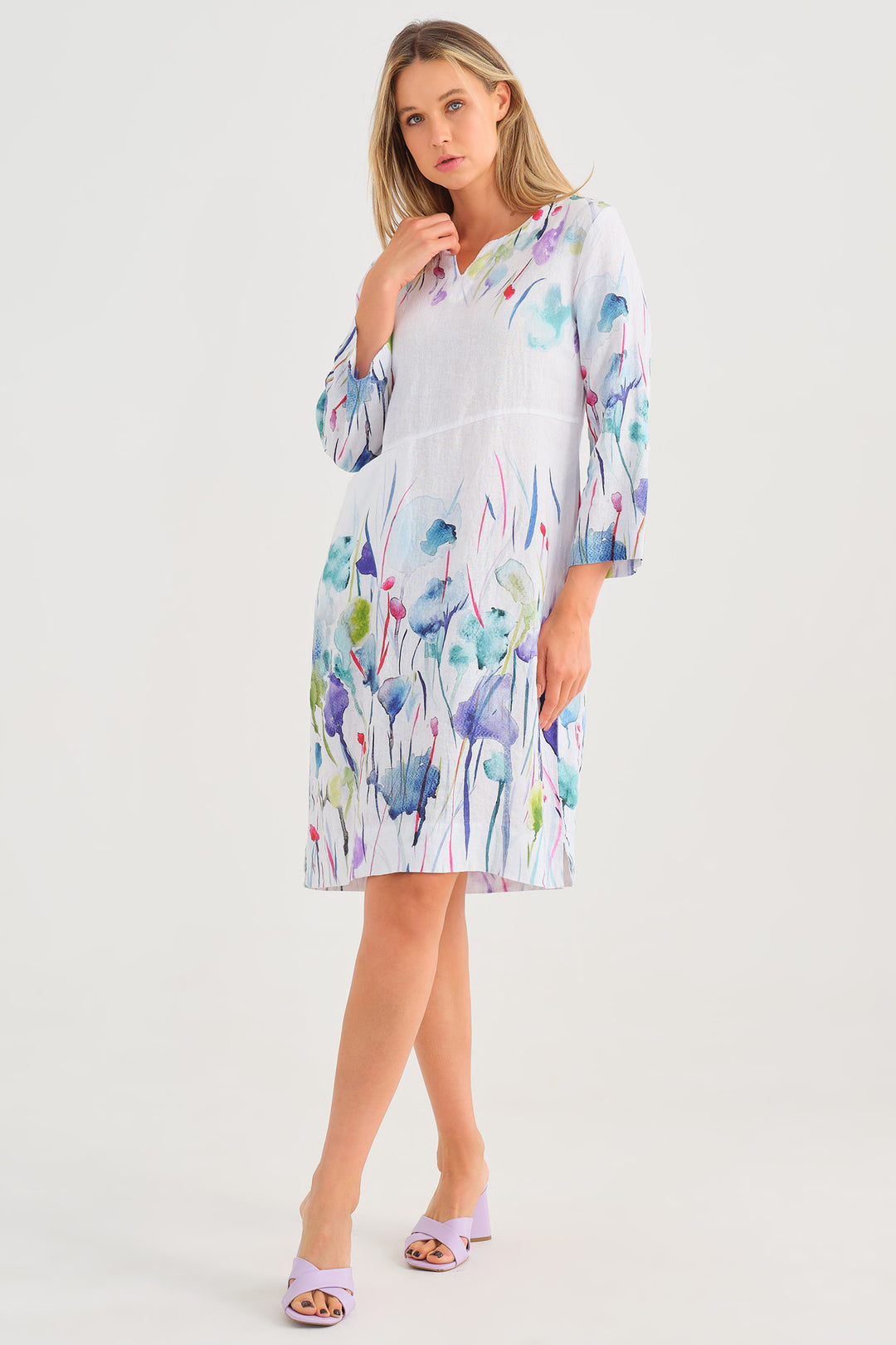 Dolcezza 25783 Misty Blossom Print White Dress - Rouge Boutique
