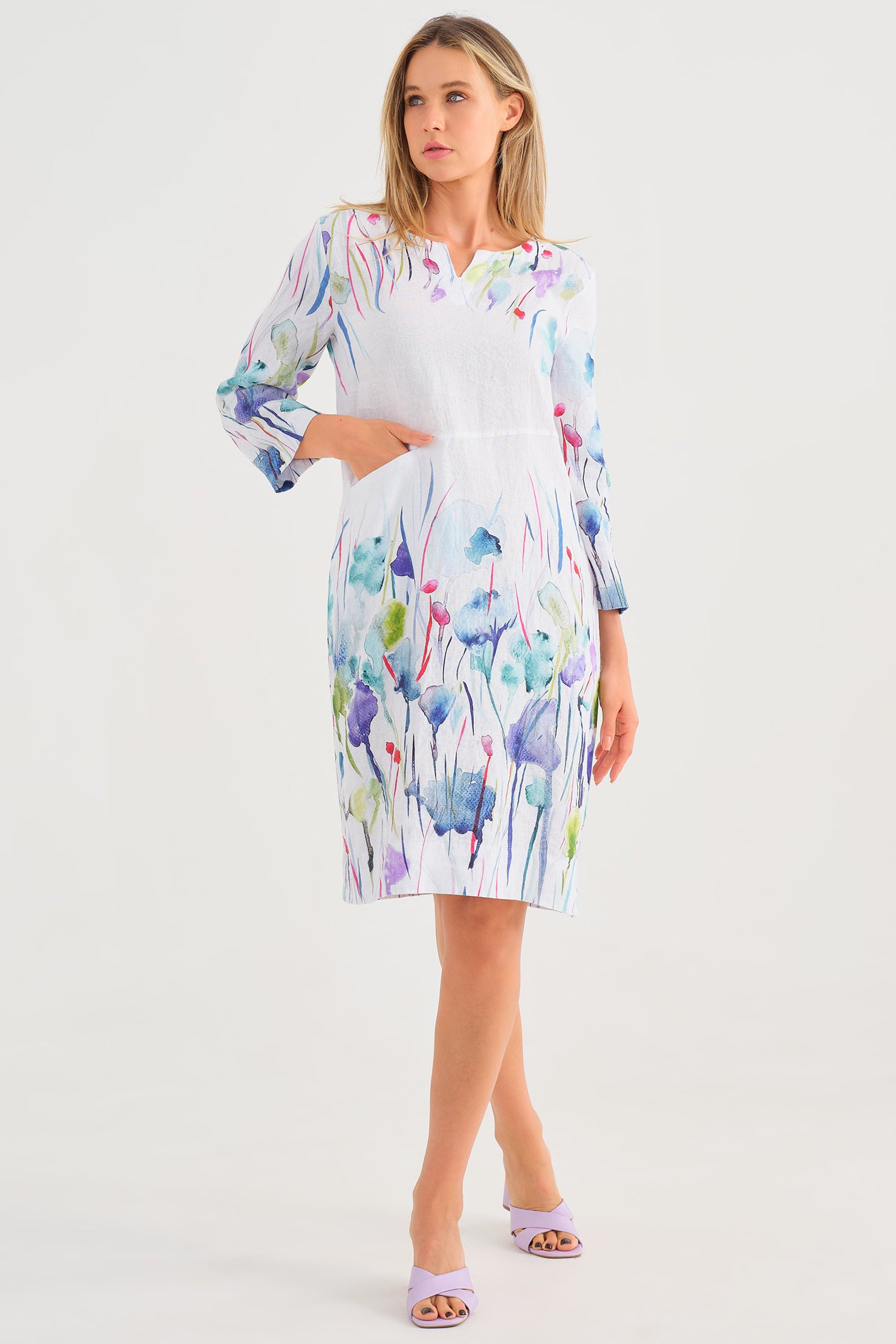 Dolcezza 25783 Misty Blossom Print White Dress – Rouge Boutique Inverness