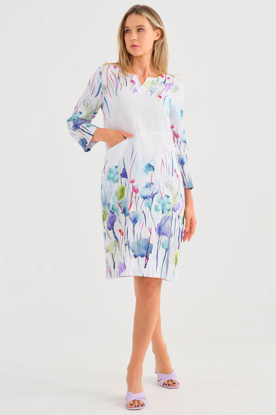 Dolcezza 25783 Misty Blossom Print White Dress - Rouge Boutique