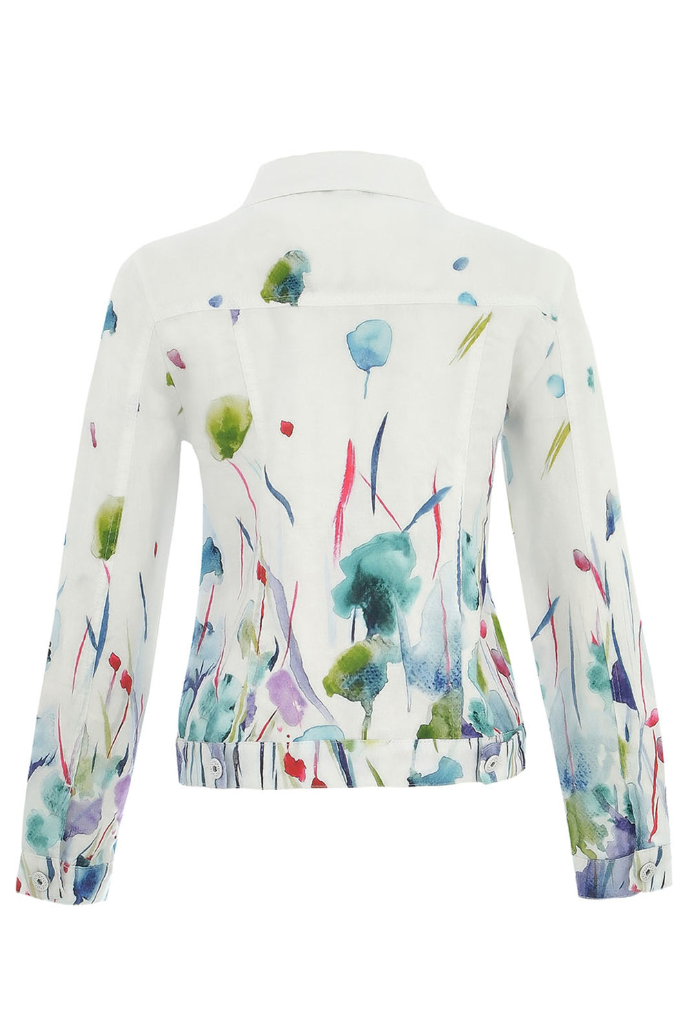 Dolcezza 25784 Misty Blossom Print White Jean Style Jacket - Rouge Boutique