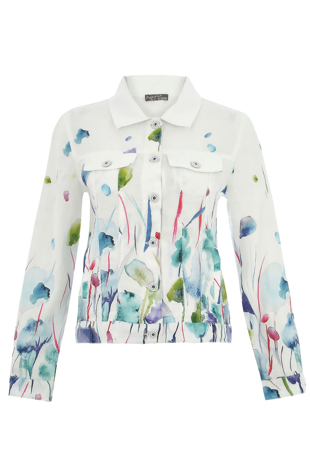 Dolcezza 25784 Misty Blossom Print White Jean Style Jacket - Rouge Boutique