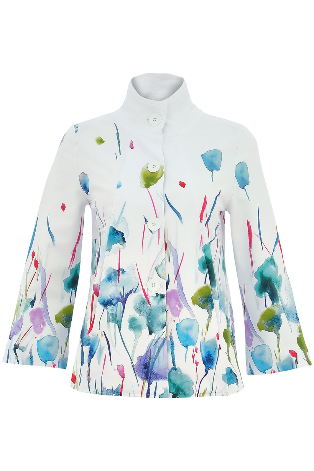 Dolcezza 25789 Misty Blossom Print High Neck Jacket - Rouge Boutique