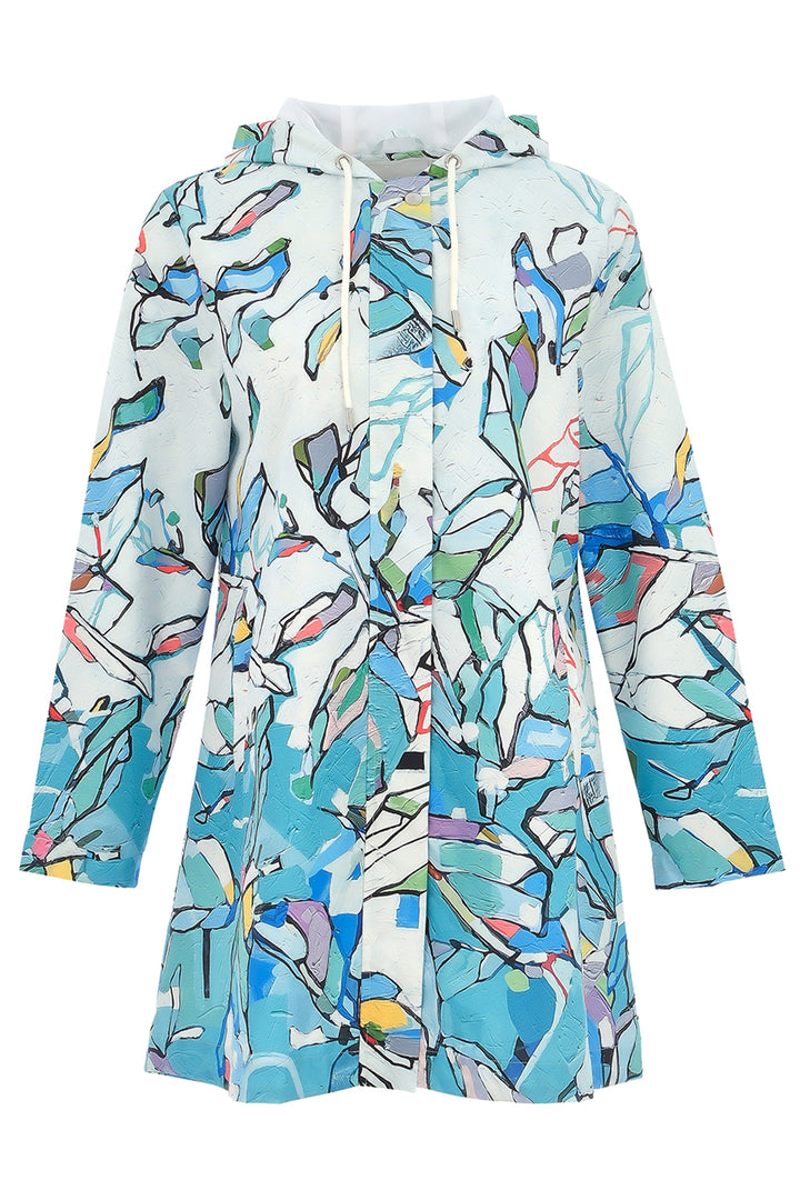 Dolcezza 25870 Blue Half Moon Rising Print Raincoat - Rouge Boutique Inverness