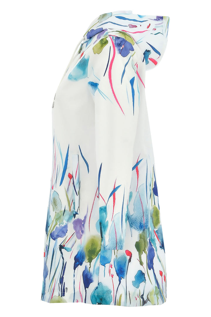 Dolcezza 25872 Misty Blossom Print Hooded Raincoat - Rouge Boutique