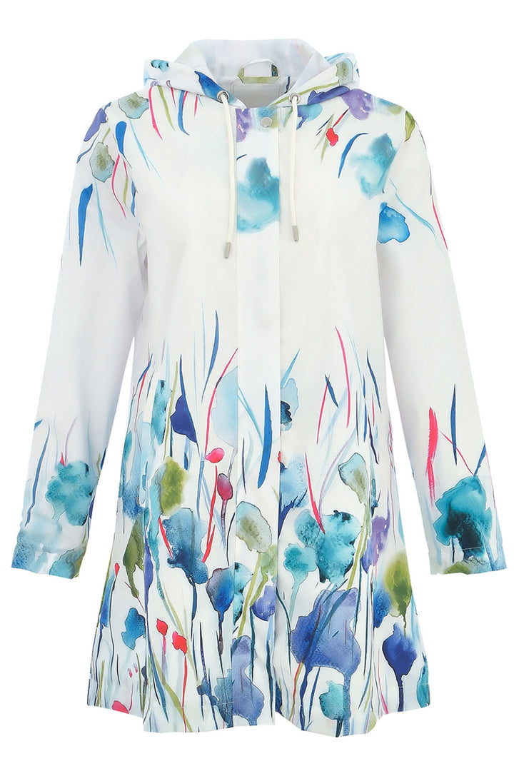 Dolcezza 25872 Misty Blossom Print Hooded Raincoat - Rouge Boutique