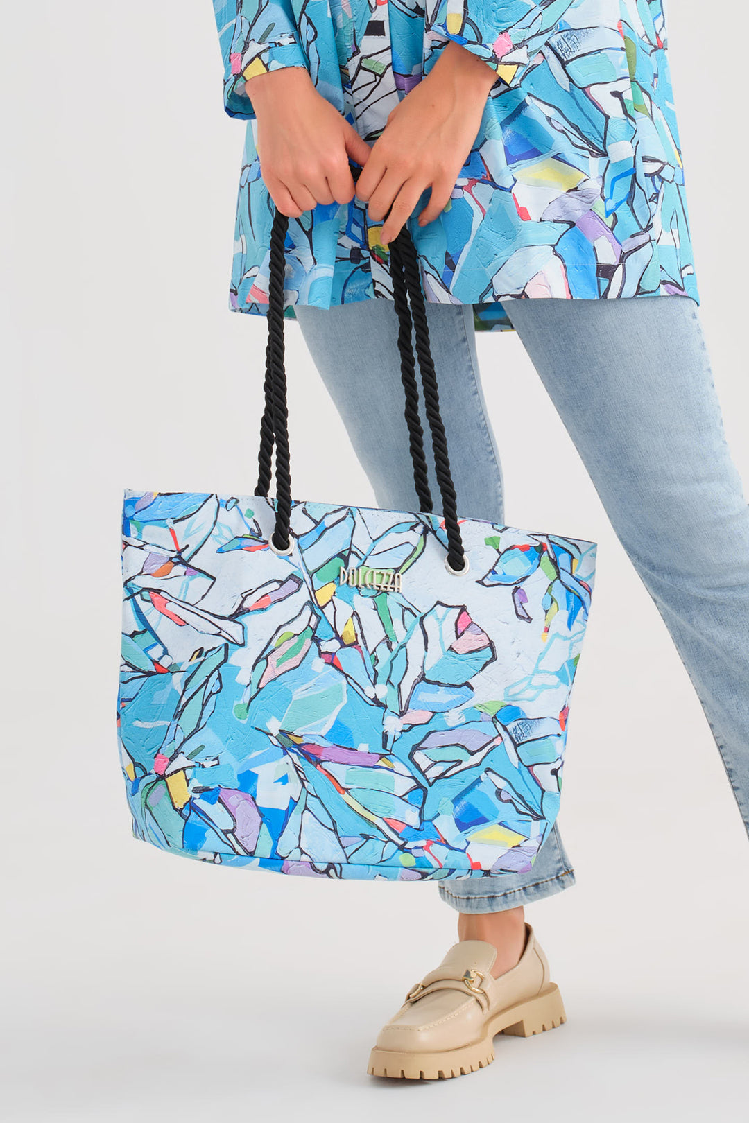Dolcezza 25952 Bag Blue Half Moon Morning Print - Rouge Boutique