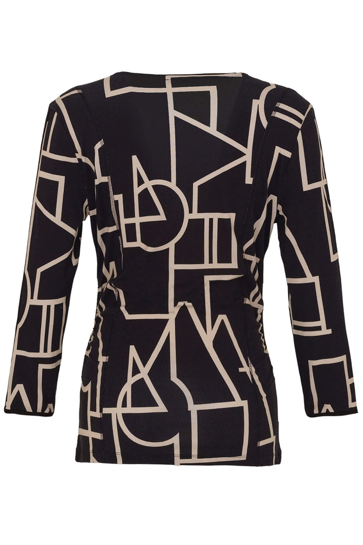 Dolcezza 73102 Black Upbeat Print Wrap Style Top - Rouge Boutique