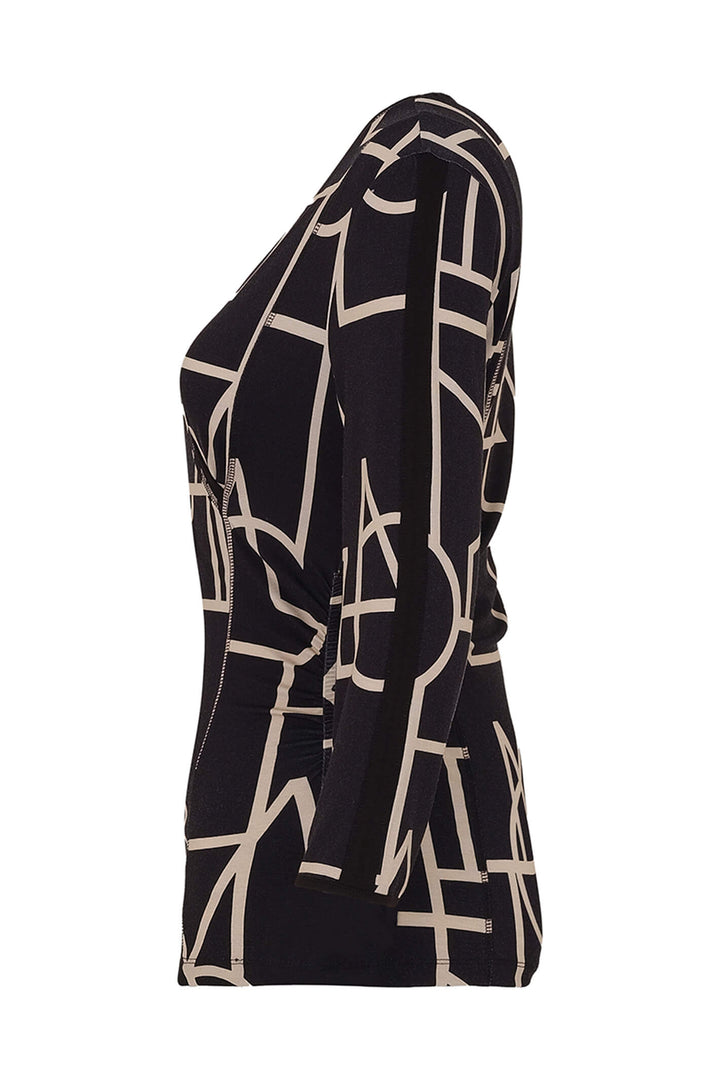 Dolcezza 73102 Black Upbeat Print Wrap Style Top - Rouge Boutique