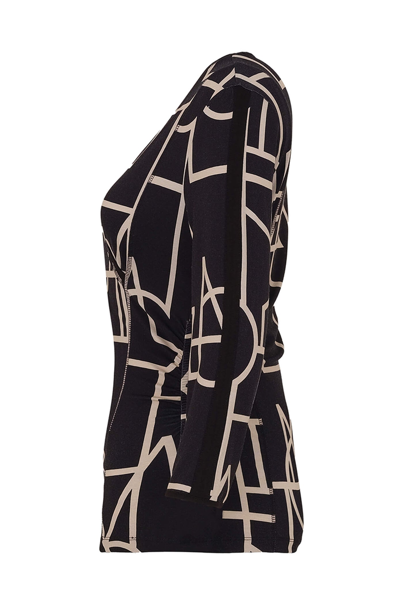 Dolcezza 73102 Black Upbeat Print Wrap Style Top - Rouge Boutique
