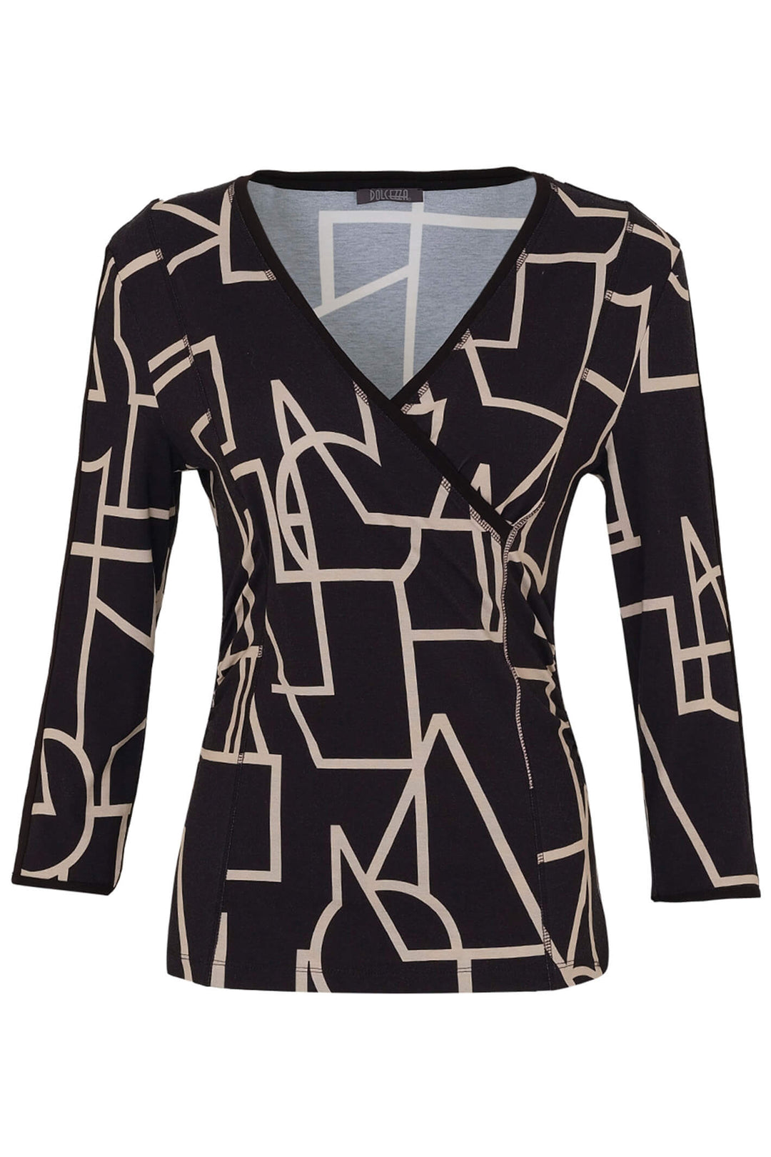 Dolcezza 73102 Black Upbeat Print Wrap Style Top - Rouge Boutique
