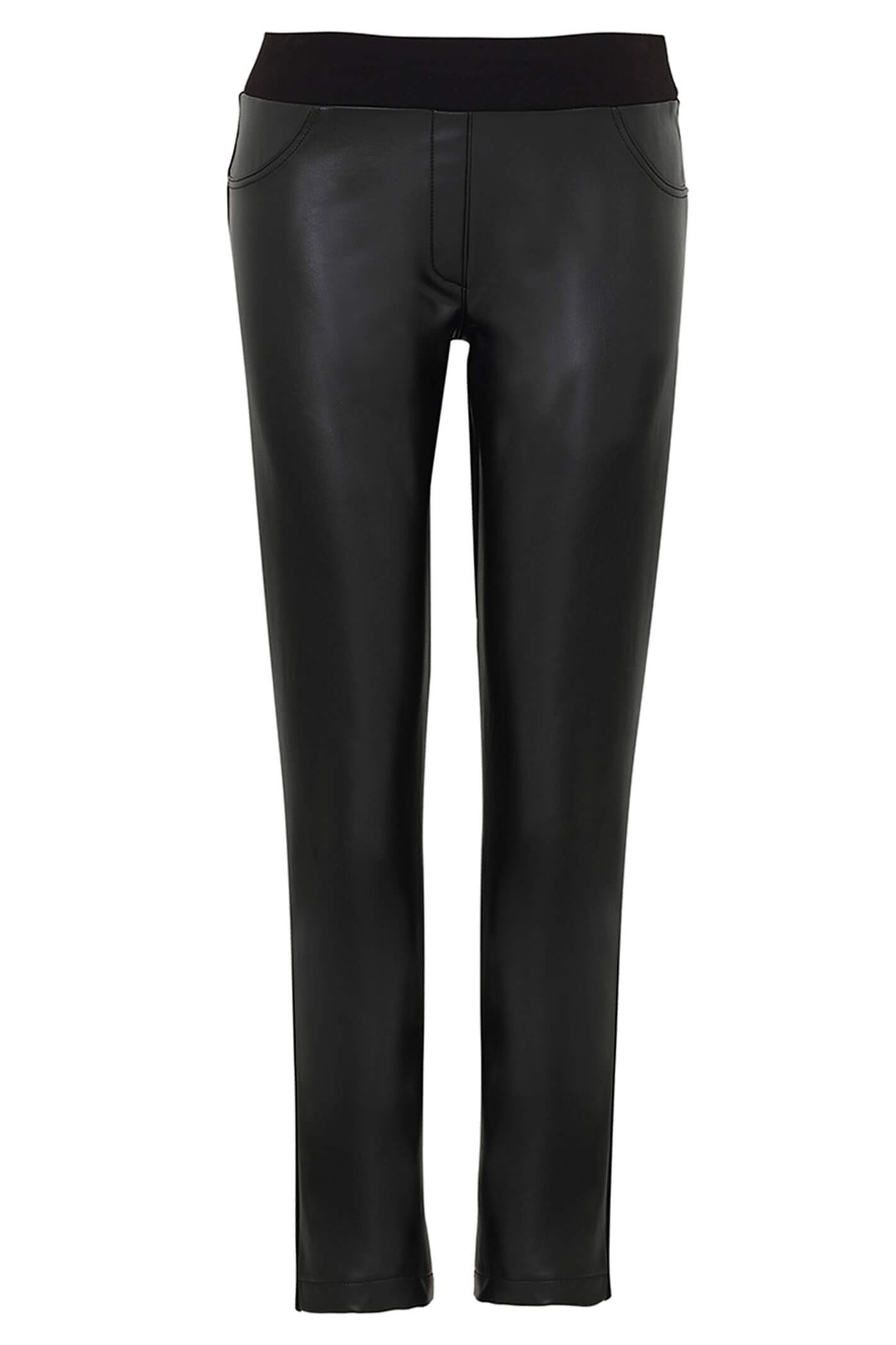 Dolcezza 73115 Black Pleather Front Pull On Trousers - Rouge Boutique