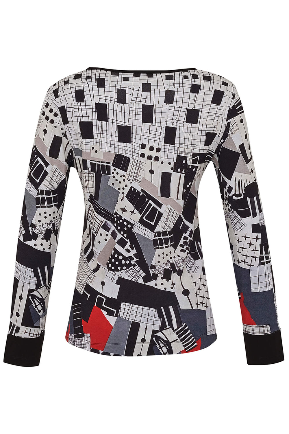 Dolcezza 73601 Black Tear Down The Wall Print Asymmetric Neck Top - Rouge Boutique