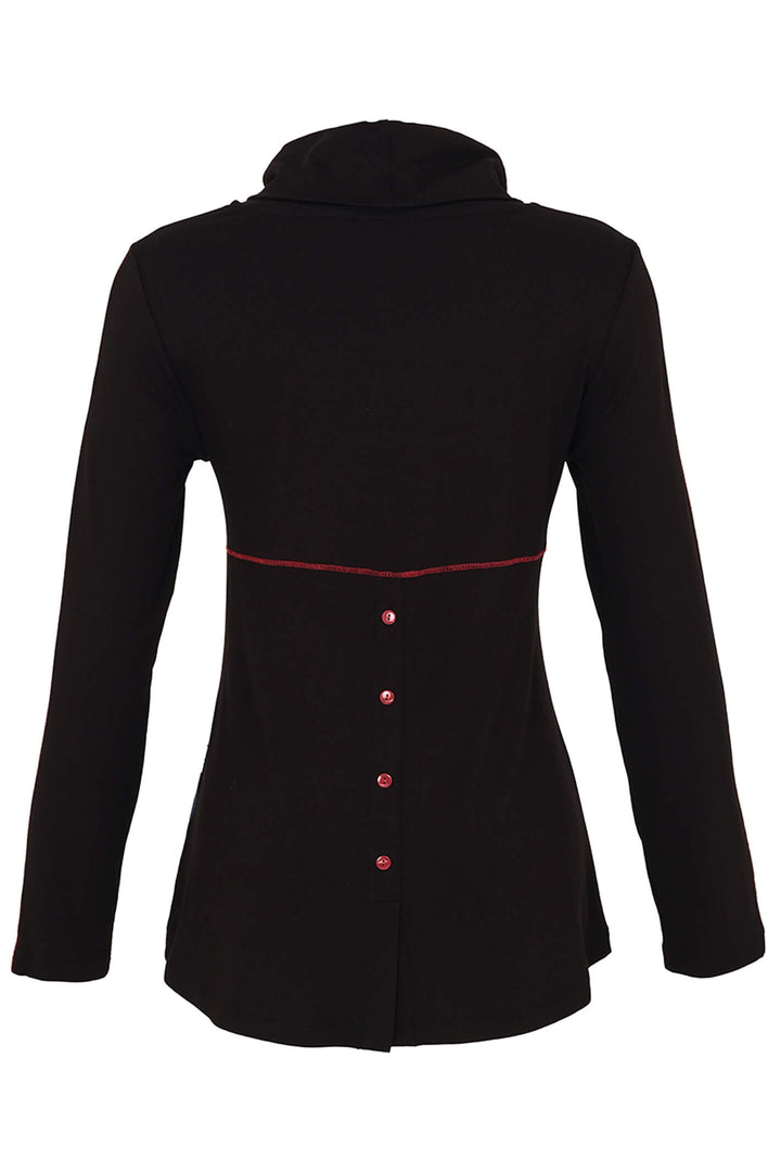 Dolcezza 73602 Black Tear Down The Wall Print Cowl Neck Top - Rouge Boutique