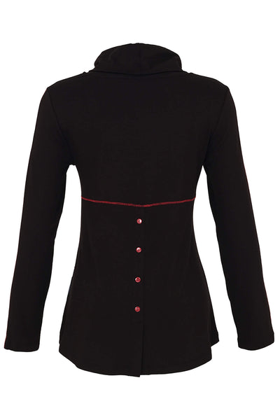 Dolcezza 73602 Black Tear Down The Wall Print Cowl Neck Top - Rouge Boutique