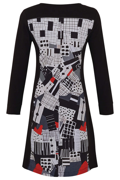 Dolcezza 73607 Black Tear Down The Wall Print Dress - Rouge Boutique