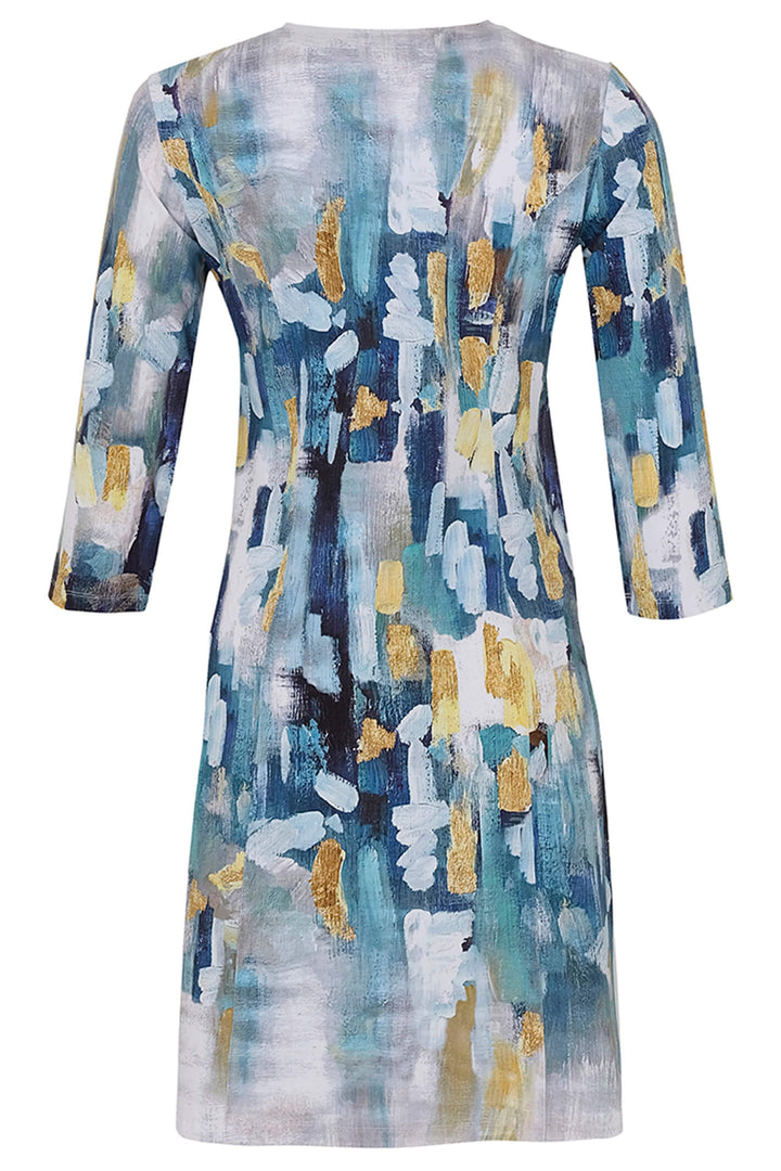 Dolcezza 73624 Blue Abstract 2021 Zip Front Dress - Rouge Boutique