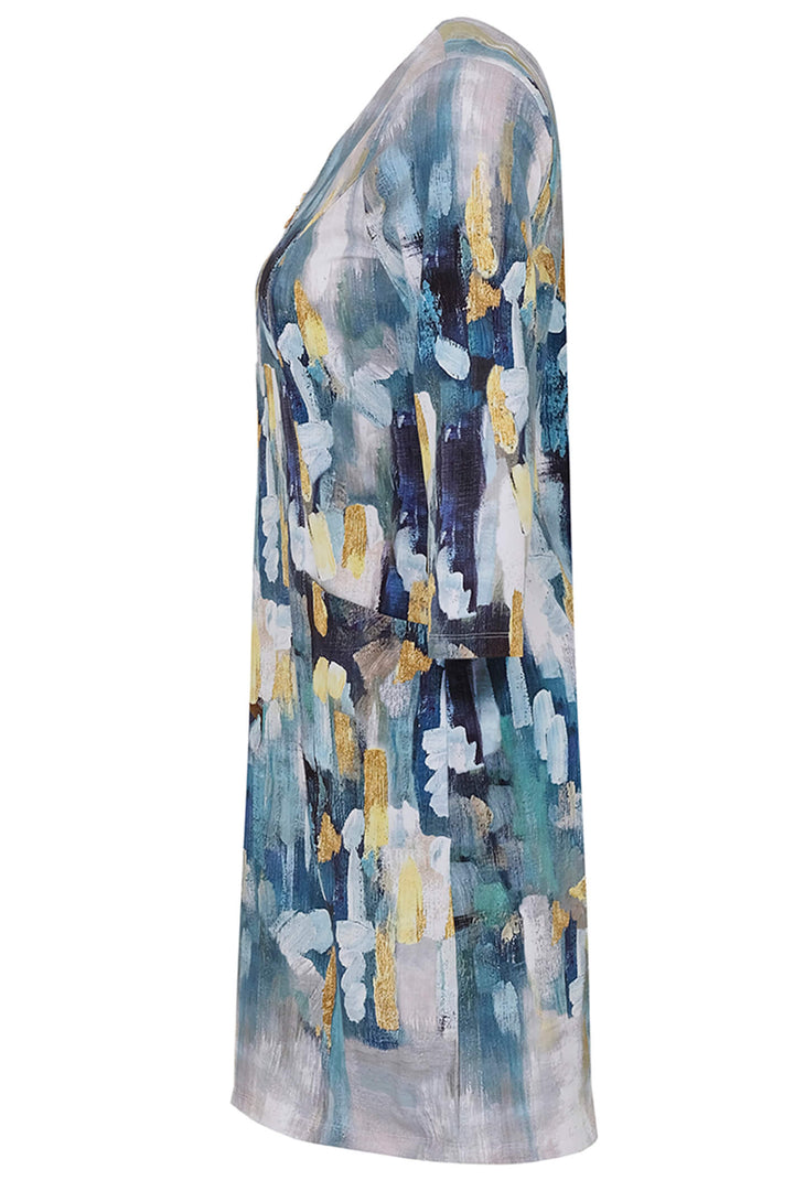 Dolcezza 73624 Blue Abstract 2021 Zip Front Dress - Rouge Boutique