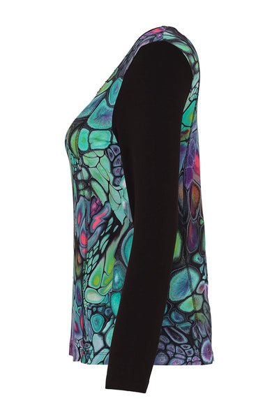 Dolcezza 73660 Green Fantasy Print Long Sleeve Top - Rouge Boutique