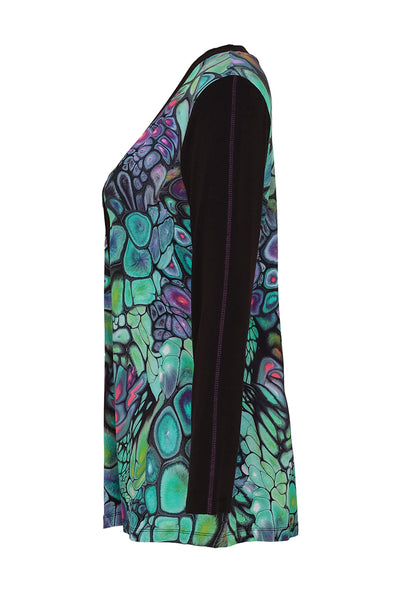 Dolcezza 73663 Green Fantasy Print Open Front Cardigan - Rouge Boutique