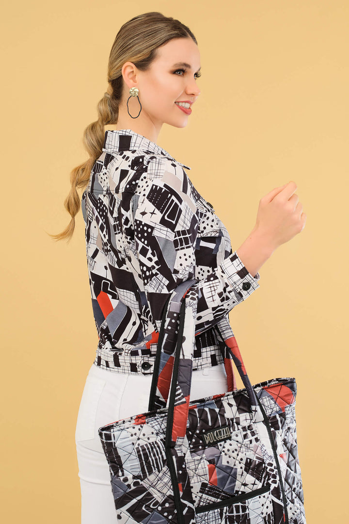 Dolcezza 73950 Black Tear Down The Wall Print Tote Bag - Rouge Boutique