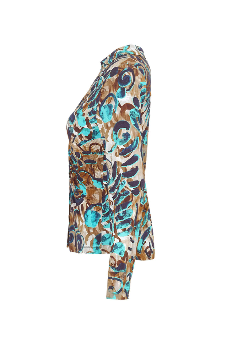 Dolcezza 74102 Turquoise Sleeved Shirt - Rouge Boutique Inverness