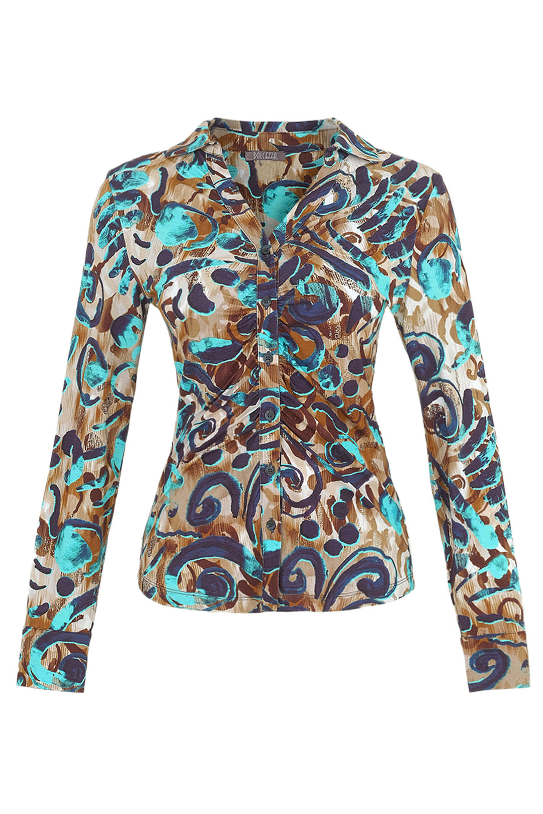Dolcezza 74102 Turquoise Sleeved Shirt - Rouge Boutique Inverness