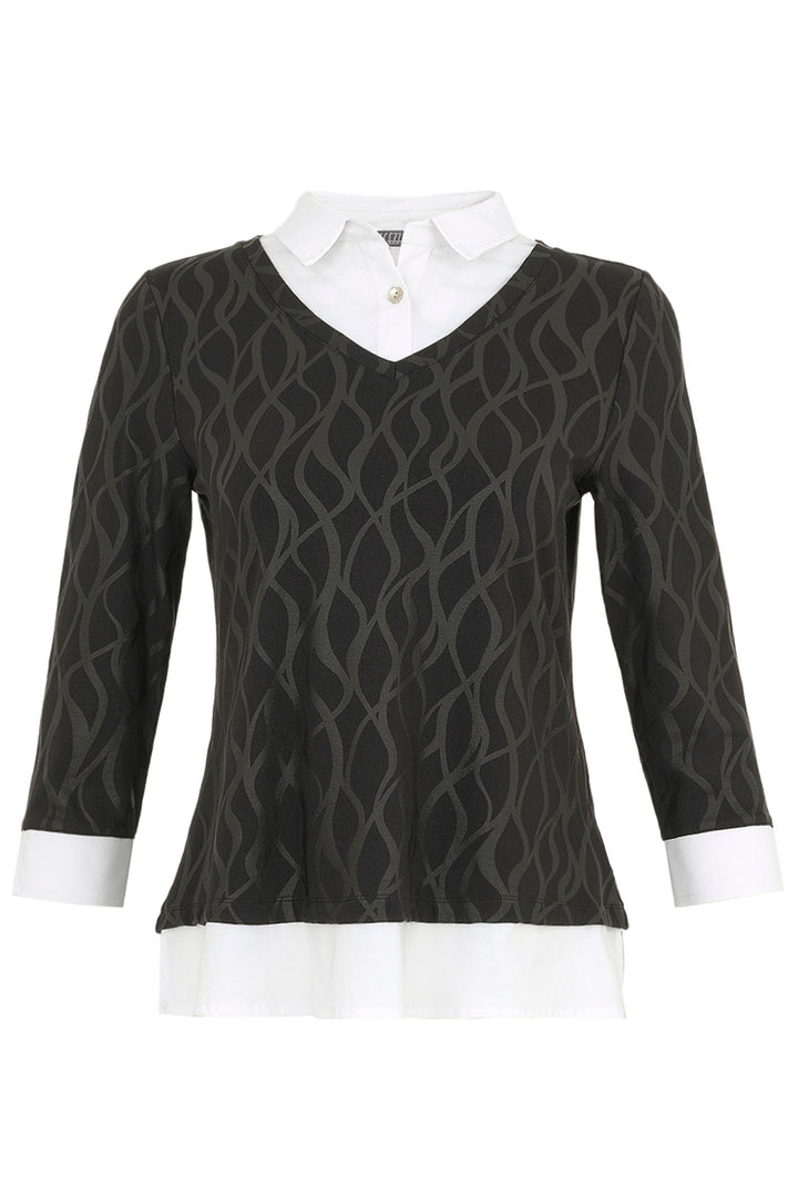 Dolcezza 74122 Sleeved Shirt Jumper Leather Effect - Rouge Boutique Inverness