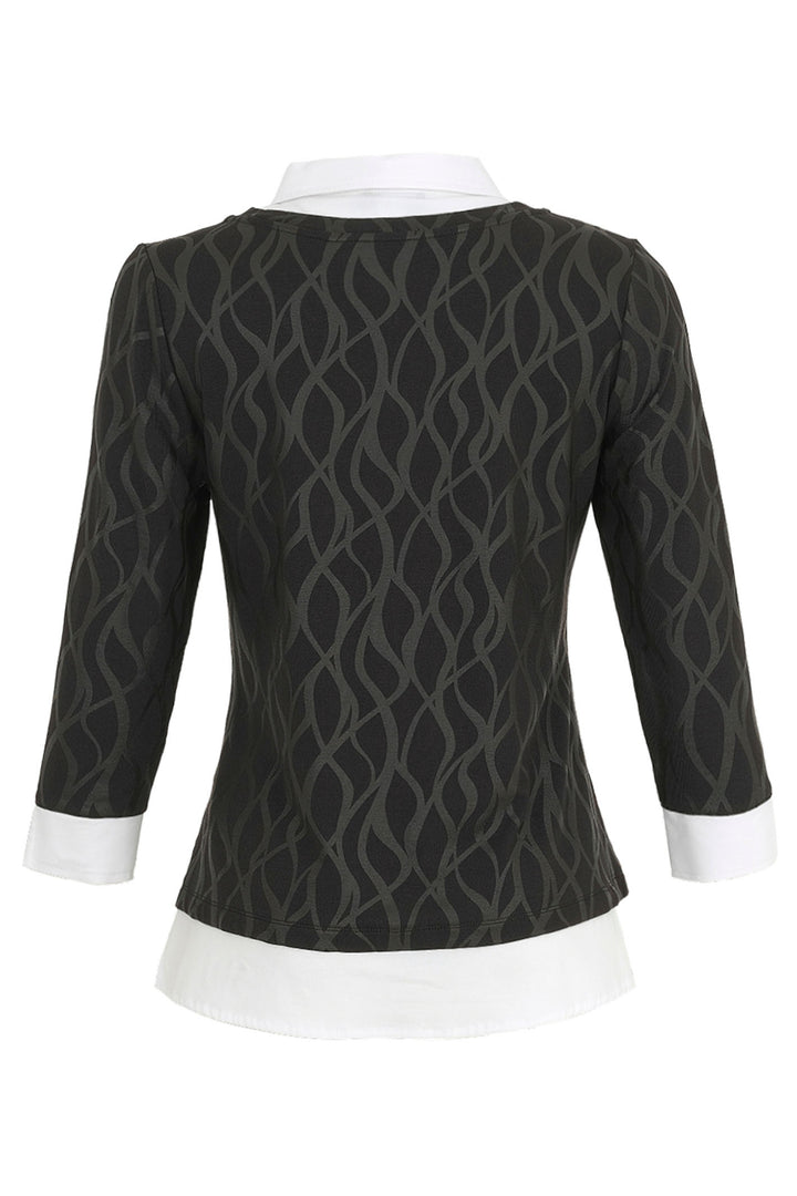 Dolcezza 74122 Sleeved Shirt Jumper Leather Effect - Rouge Boutique Inverness