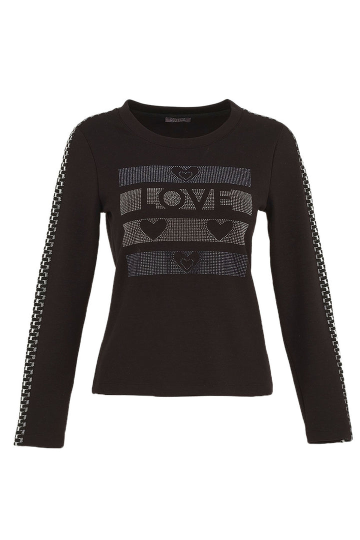 Dolcezza 74170 Top Black Sparkle Love Jumper - Rouge Boutique Inverness