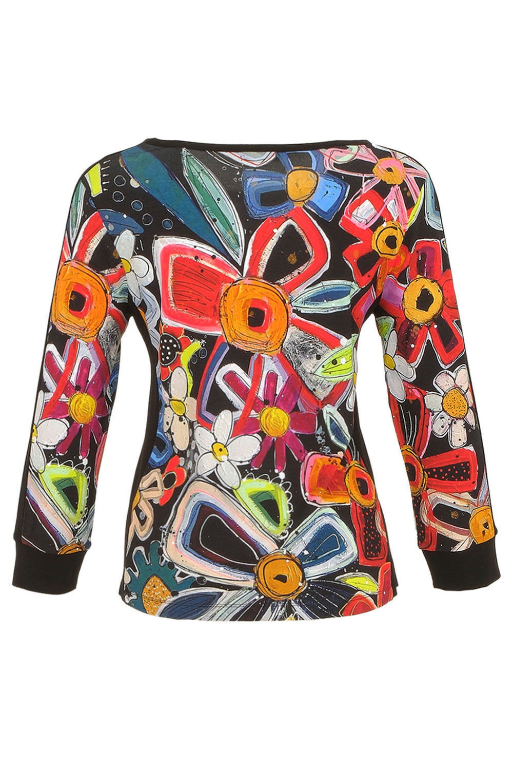 Dolcezza 74650  Flower Print Sleeved Top - Rouge Boutique Inverness