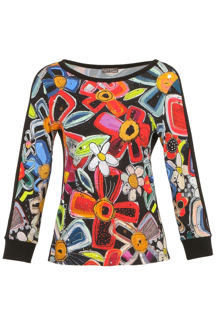 Dolcezza 74650  Flower Print Sleeved Top - Rouge Boutique Inverness