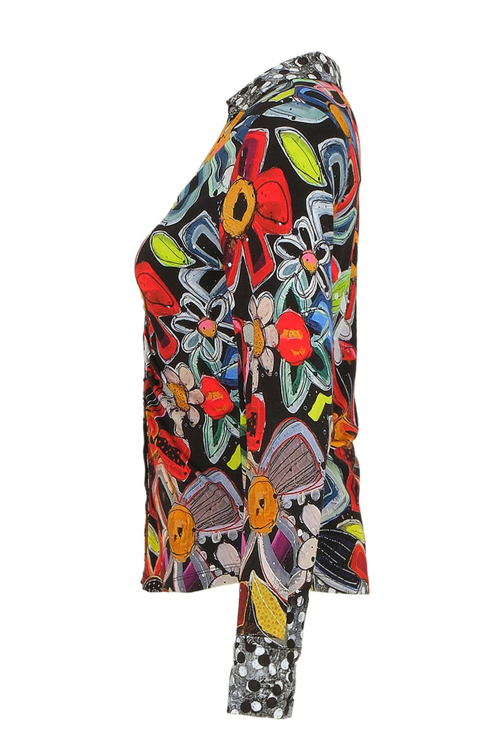 Dolcezza 74651 Flower Print Sleeved Shirt - Rouge Boutique Inverness