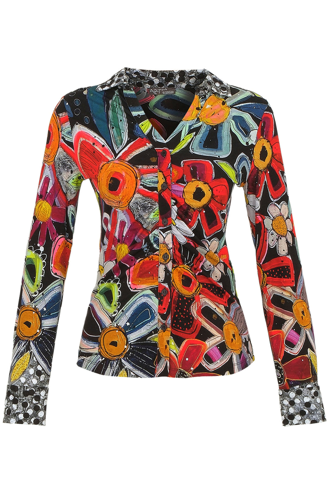 Dolcezza 74651 Flower Print Sleeved Shirt - Rouge Boutique Inverness