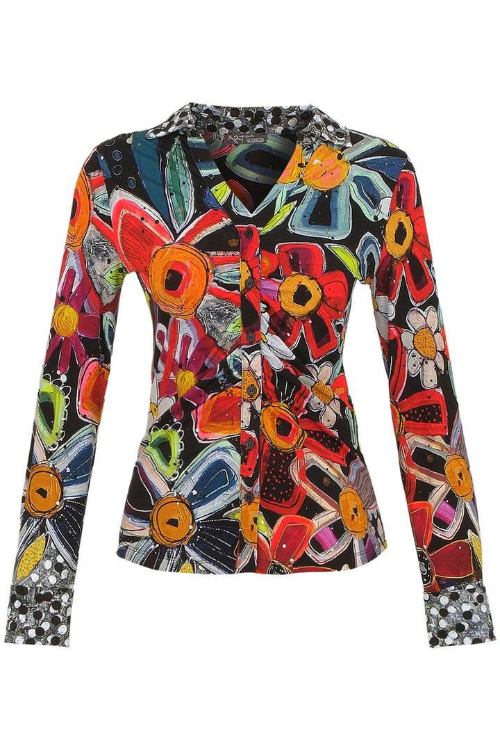 Dolcezza 74651 Flower Print Sleeved Shirt - Rouge Boutique Inverness