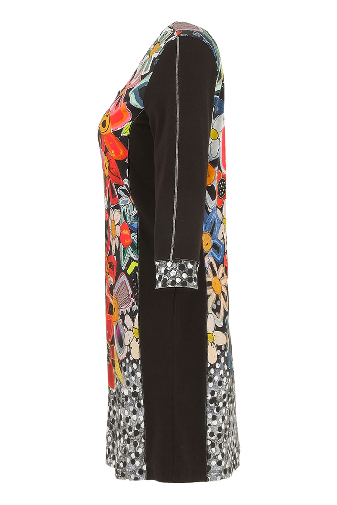 Dolcezza 74654 Flower Print Sleeved Dress - Rouge Boutique Inverness