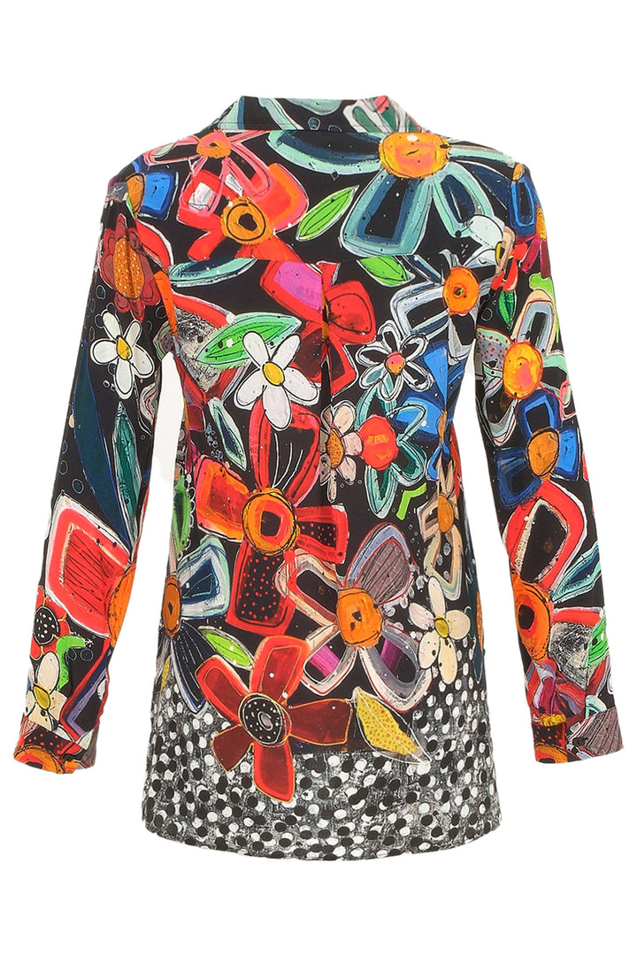Dolcezza 74655 Long Line Shirt Floral Print - Rouge Boutique Inverness