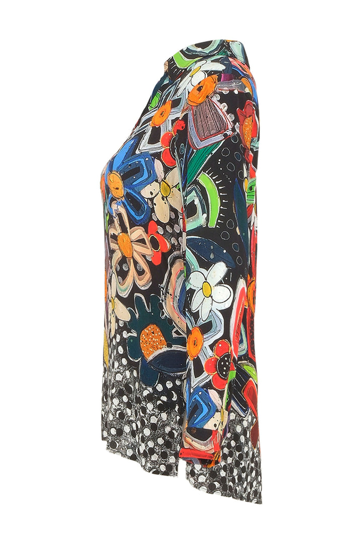 Dolcezza 74655 Long Line Shirt Floral Print - Rouge Boutique Inverness