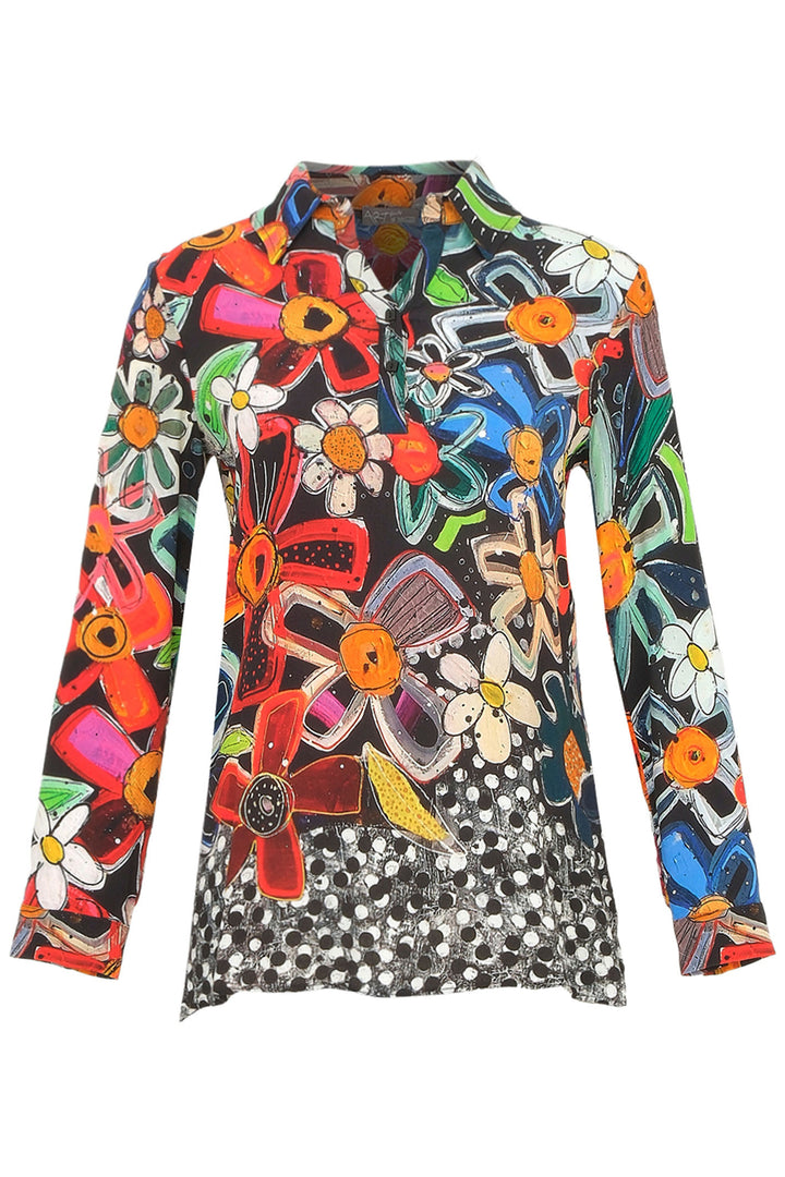 Dolcezza 74655 Long Line Shirt Floral Print - Rouge Boutique Inverness