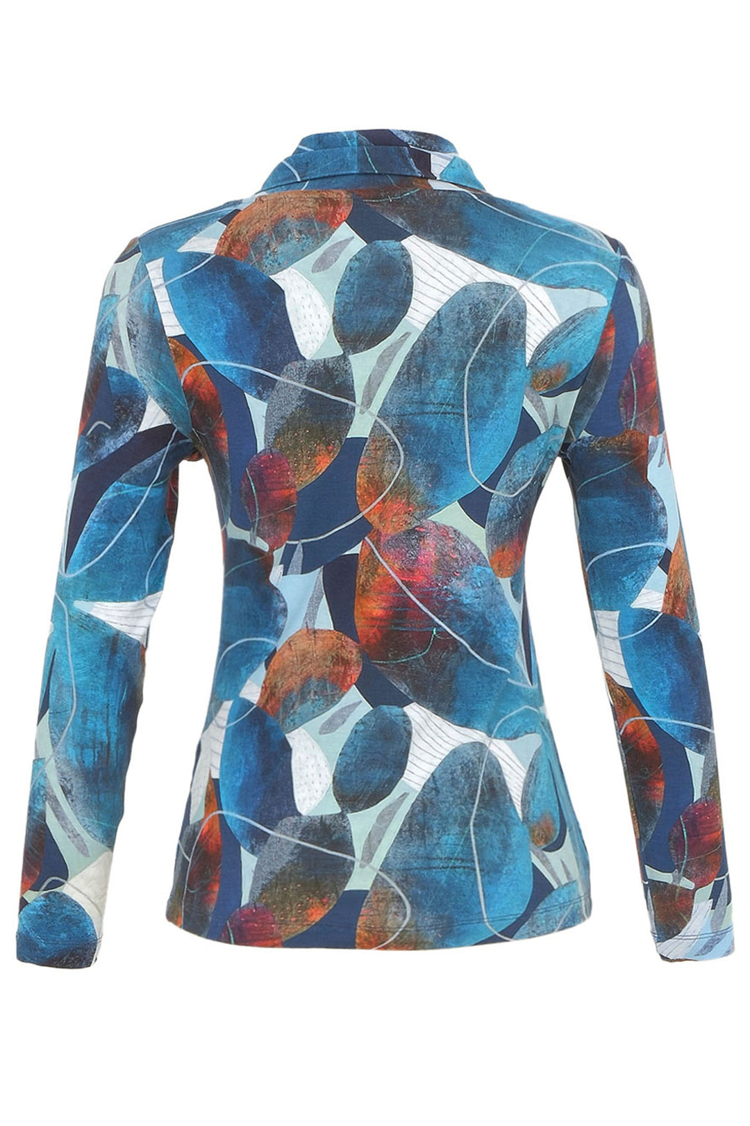 Dolcezza 74701 Blue Print Sleeved Top - Rouge Boutique Inverness