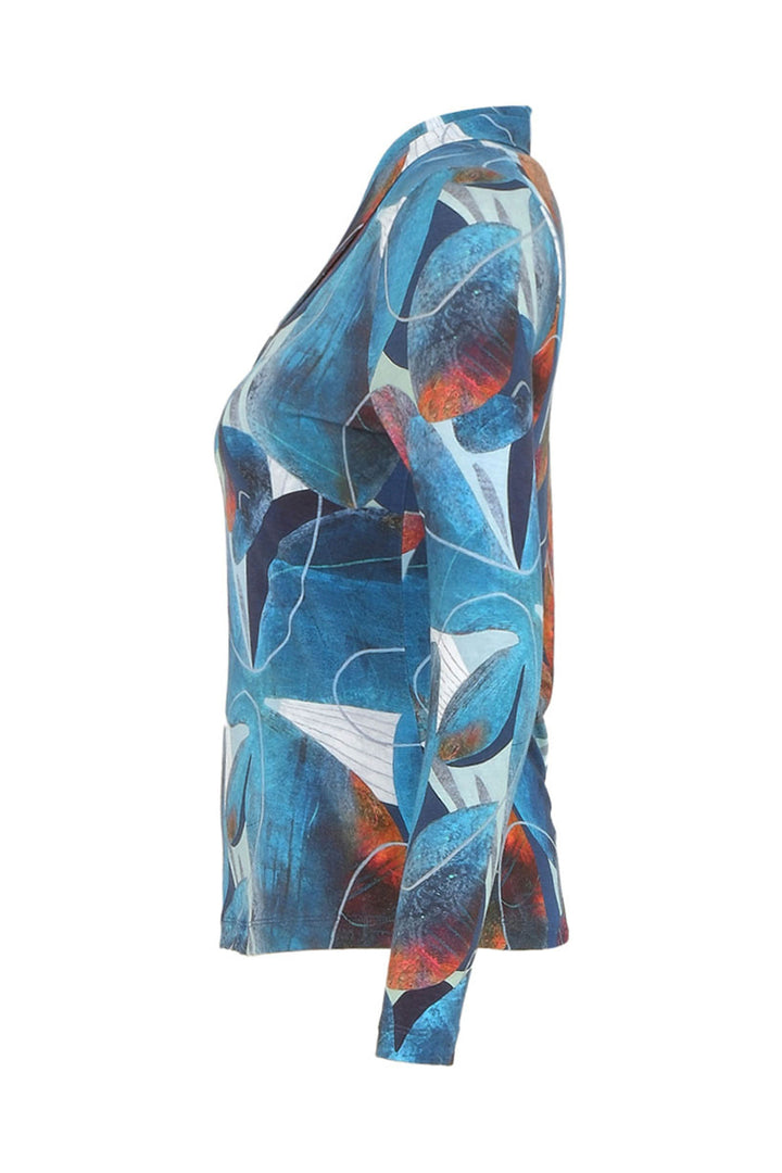 Dolcezza 74701 Blue Print Sleeved Top - Rouge Boutique Inverness