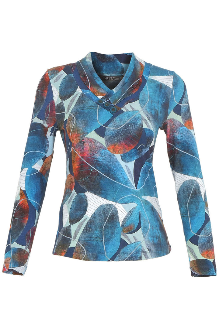 Dolcezza 74701 Blue Print Sleeved Top - Rouge Boutique Inverness