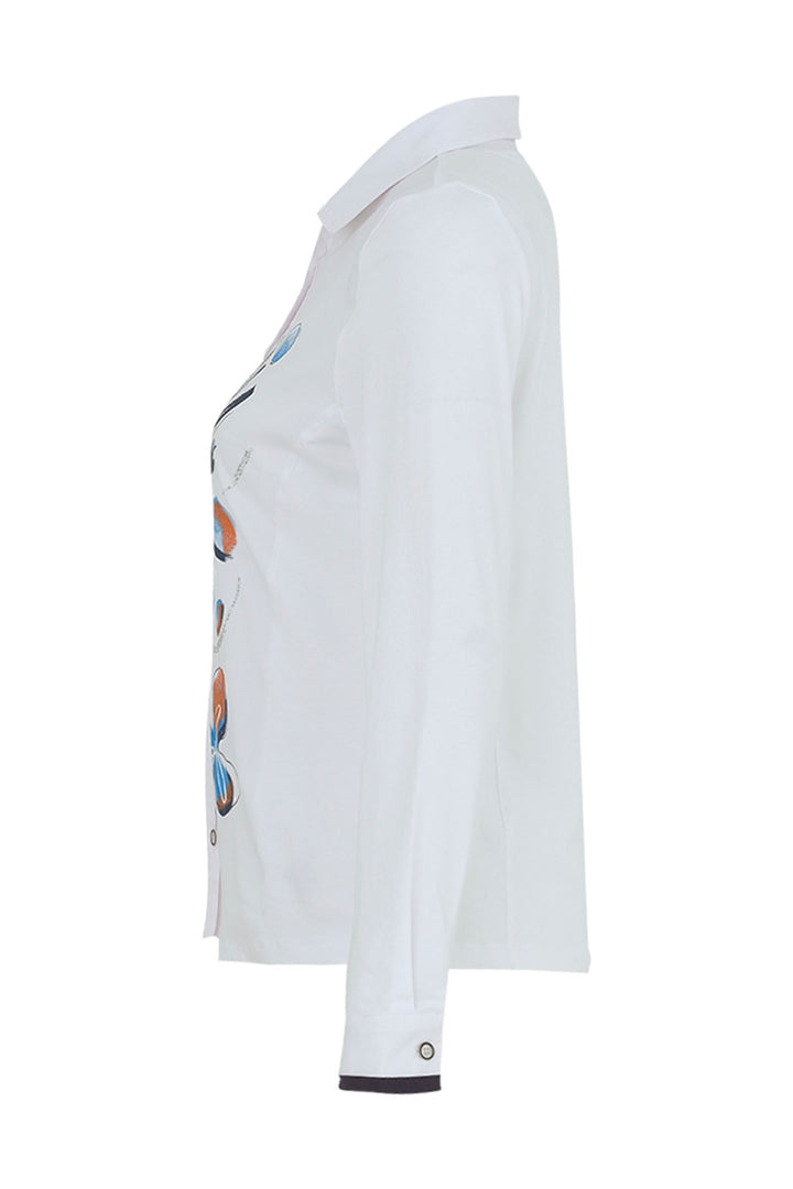 Dolcezza 74703 White Turquoise Print Shirt - Rouge Boutique Inverness