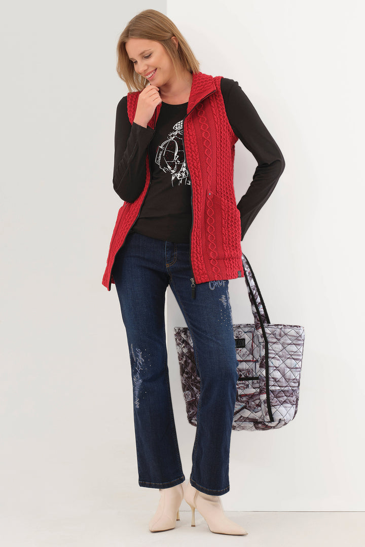 Dolcezza 75100 Black Top Lady in Cap Design Long Sleeve T-Shirt