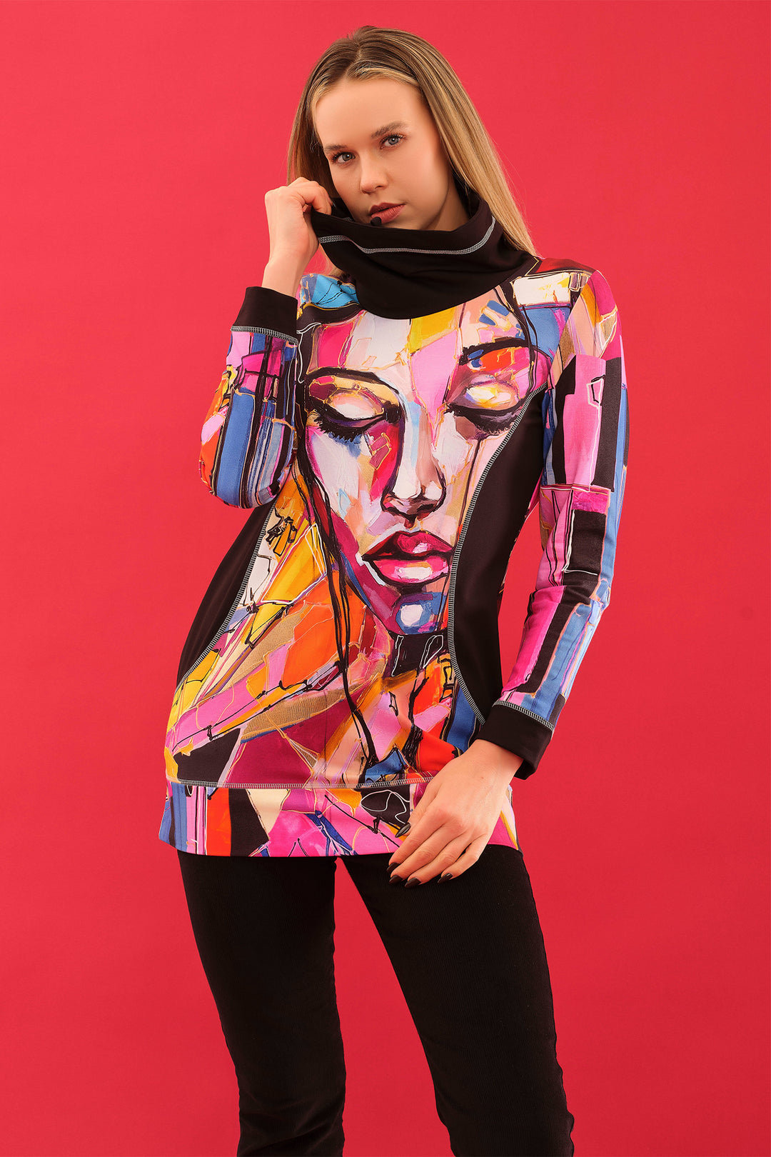 Dolcezza 75624 Black Lana Frey Baisti Print Tunic Top