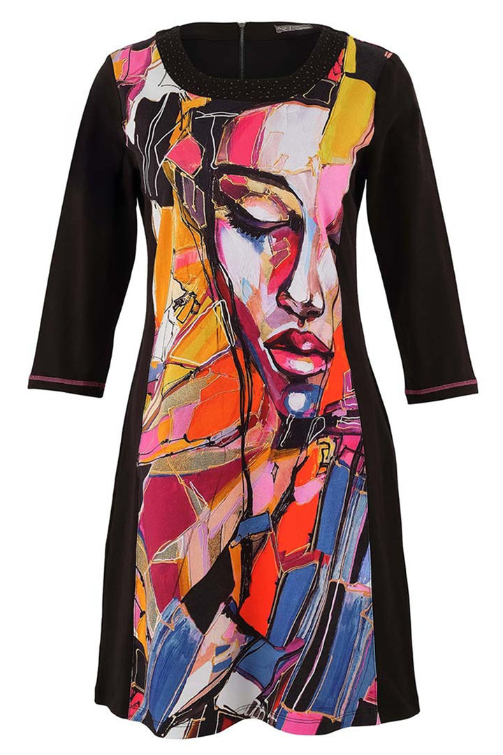 Dolcezza 75626 Black Lana Frey Baisti Print Dress