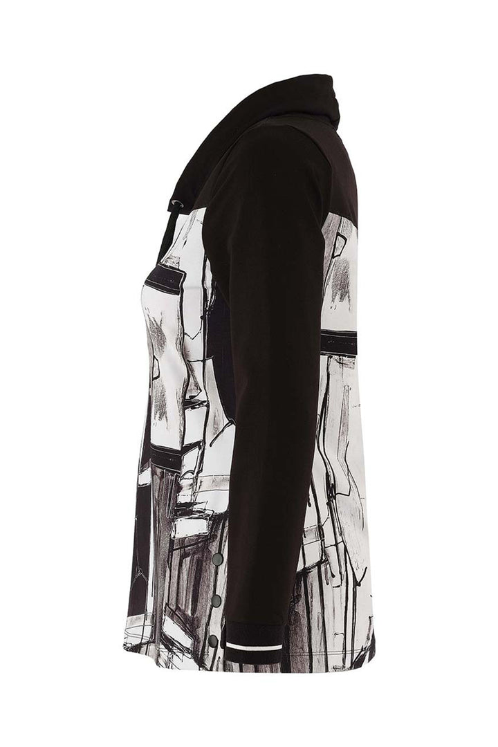 Dolcezza 75633 Black White Print High Neck Top
