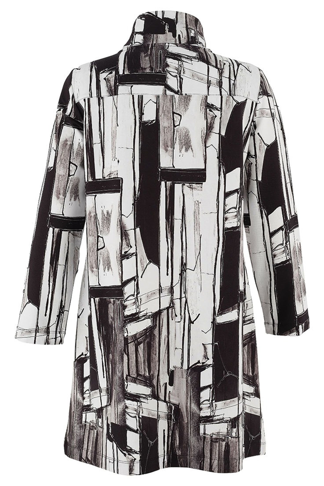 Dolcezza 75636 Black White Print High Neck Coat