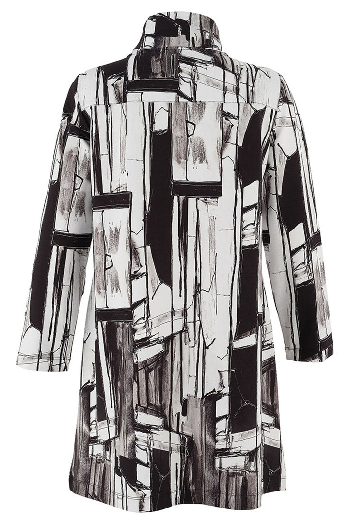 Dolcezza 75636 Black White Print High Neck Coat