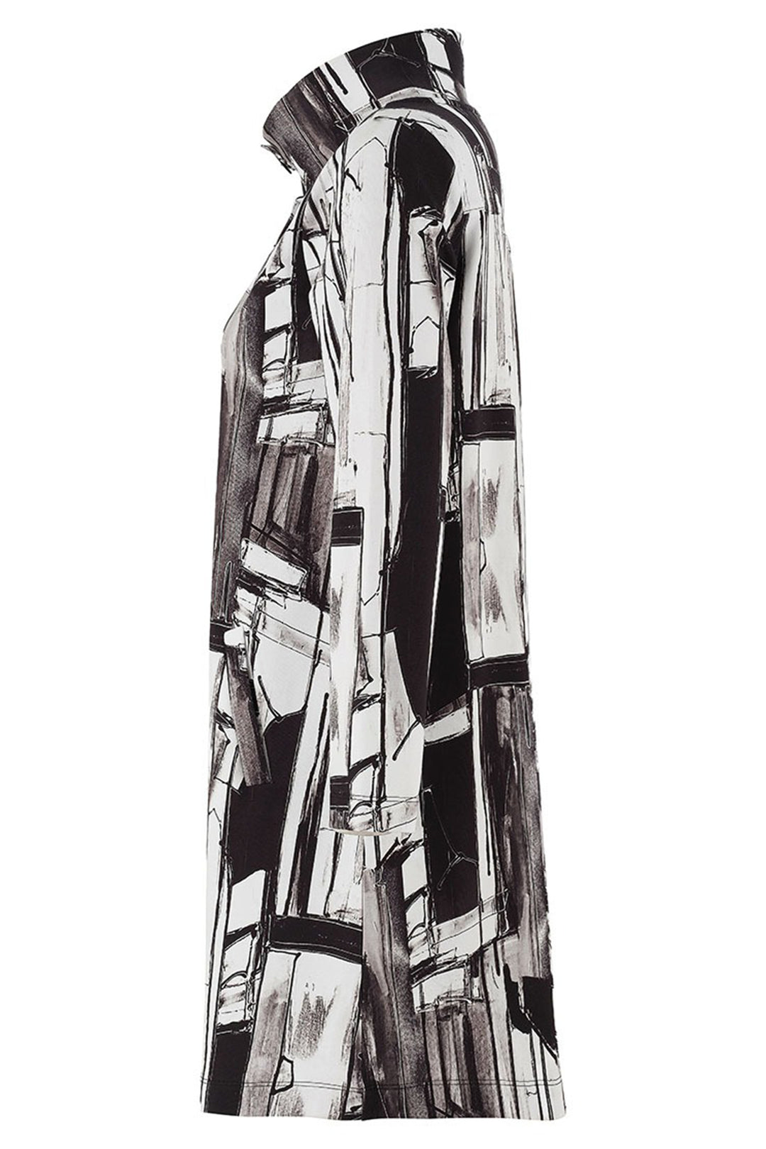 Dolcezza 75636 Black White Print High Neck Coat