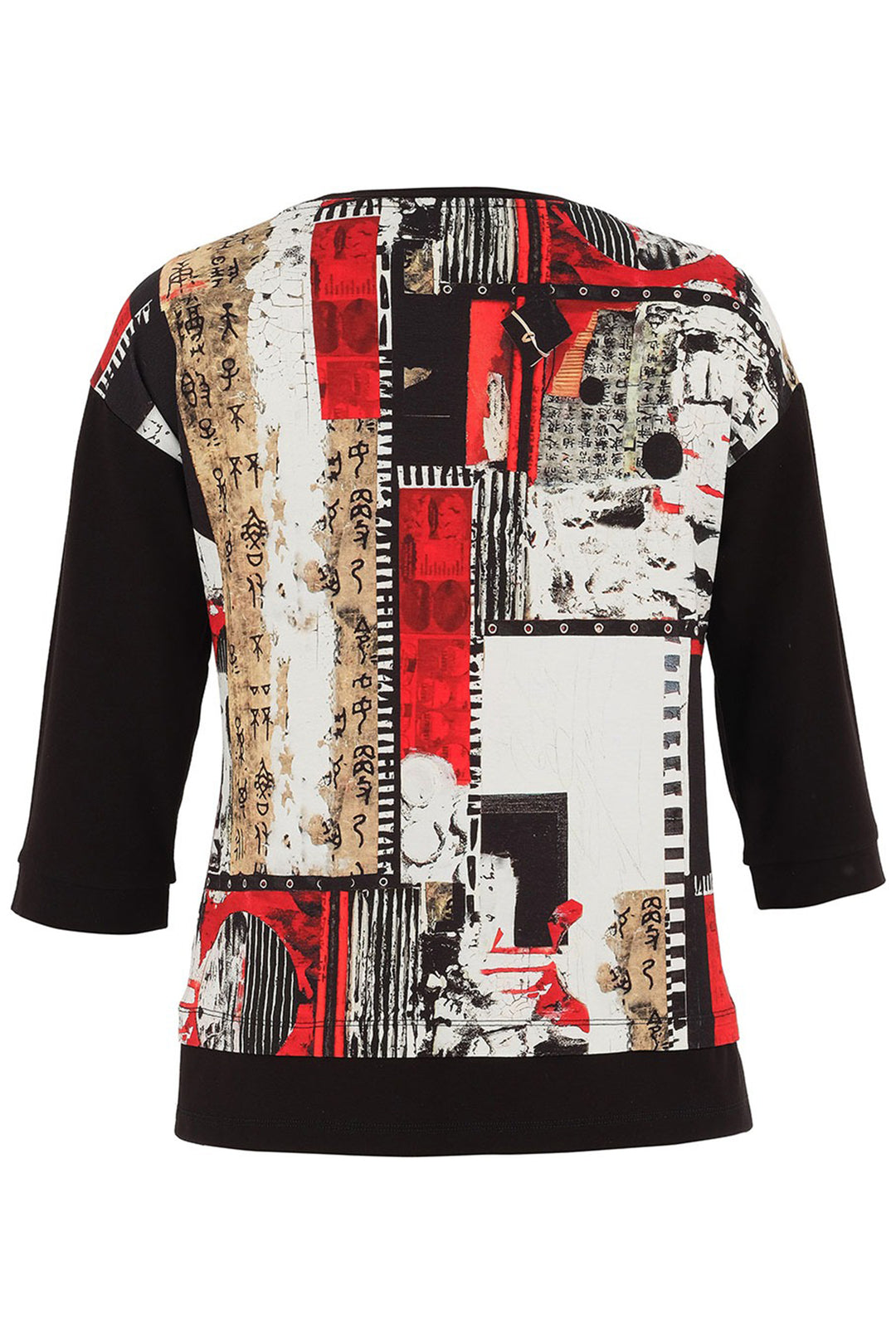 Dolcezza 75642 Red Black Beige Carol-Staub-Bookworn Print Top